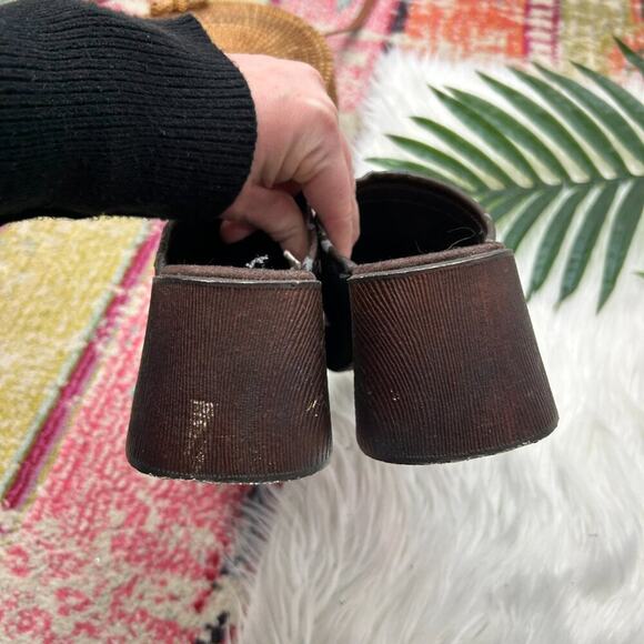 Vintage Y2K 2000s Xhilaration Neutral Brown Slip On Chunky Platform Clog 5.5 - Picture 9 of 11